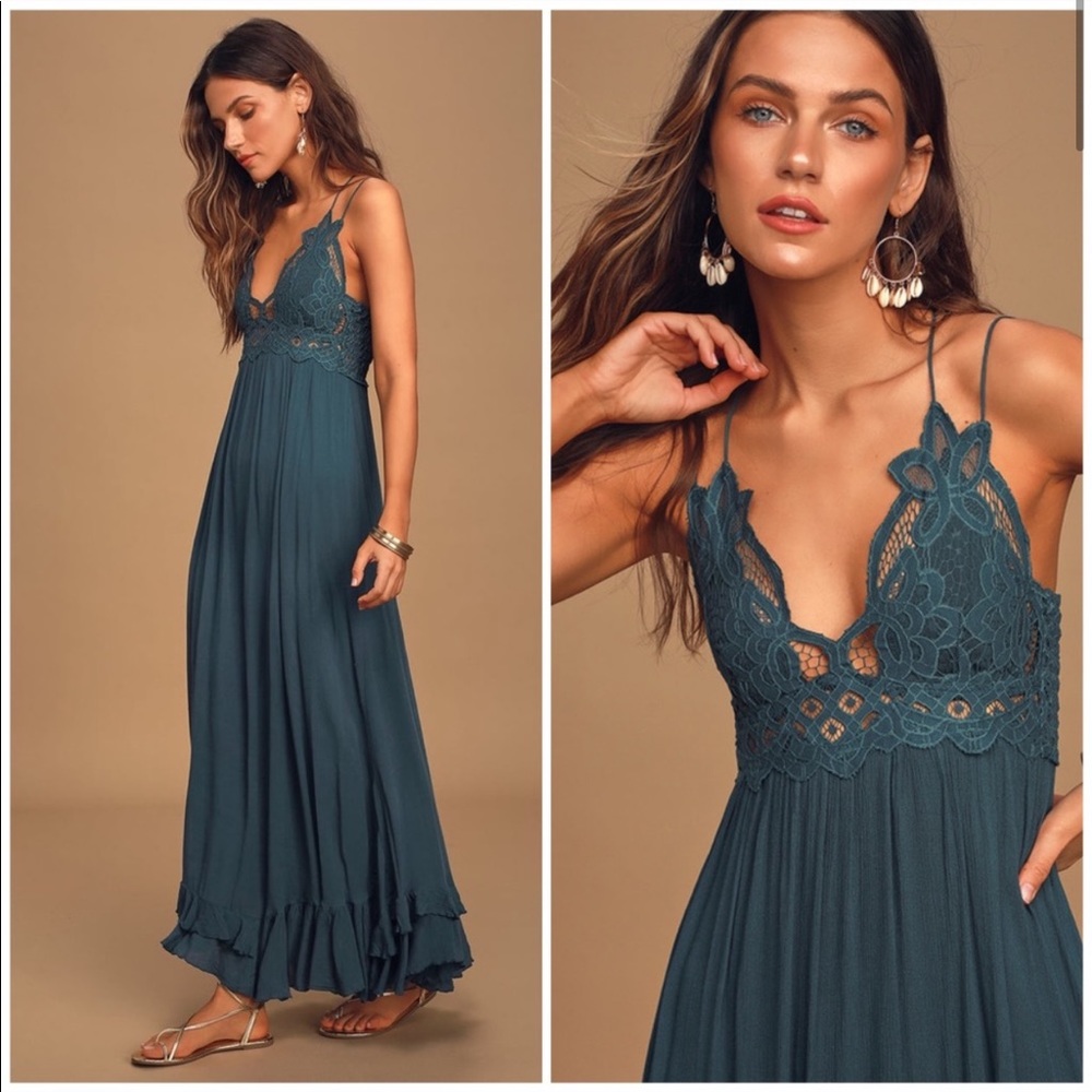 Teal Free People Adella Maxi Dress